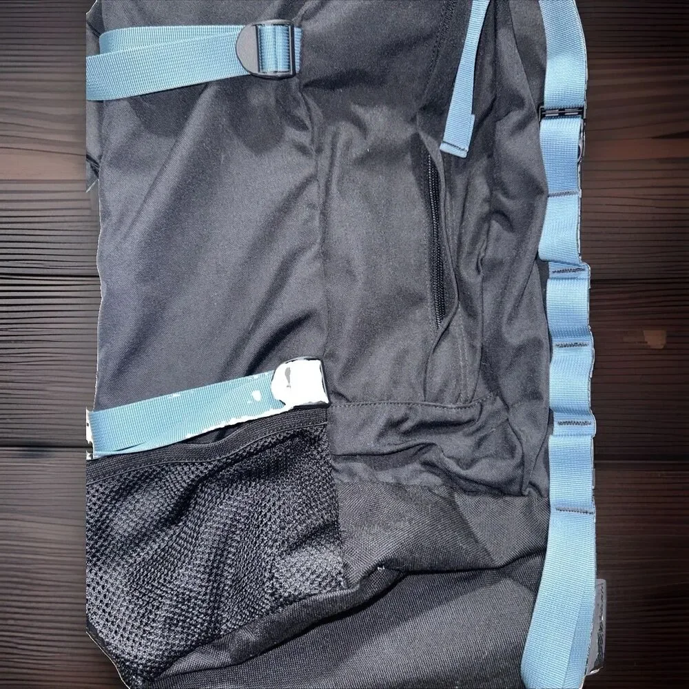 The North Face Vintage Large Hiking Backpack Black with Teal Accent Straps